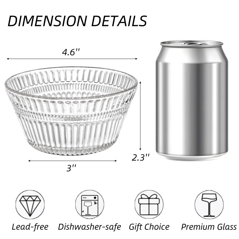 Nagpew 12 Pack Small Glass Bowls Set, 12 Oz Fluted Prep Dessert Bowls for Kitchen, Stackable Snack Serving Bowls Side Dishes for Ice Cream, Dipping, Yogurt, Cereal, Candy - Image 2