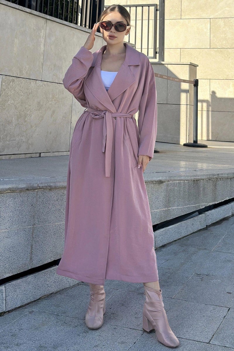 Weshaya معطف ترنش نسائي وردي - Image 1