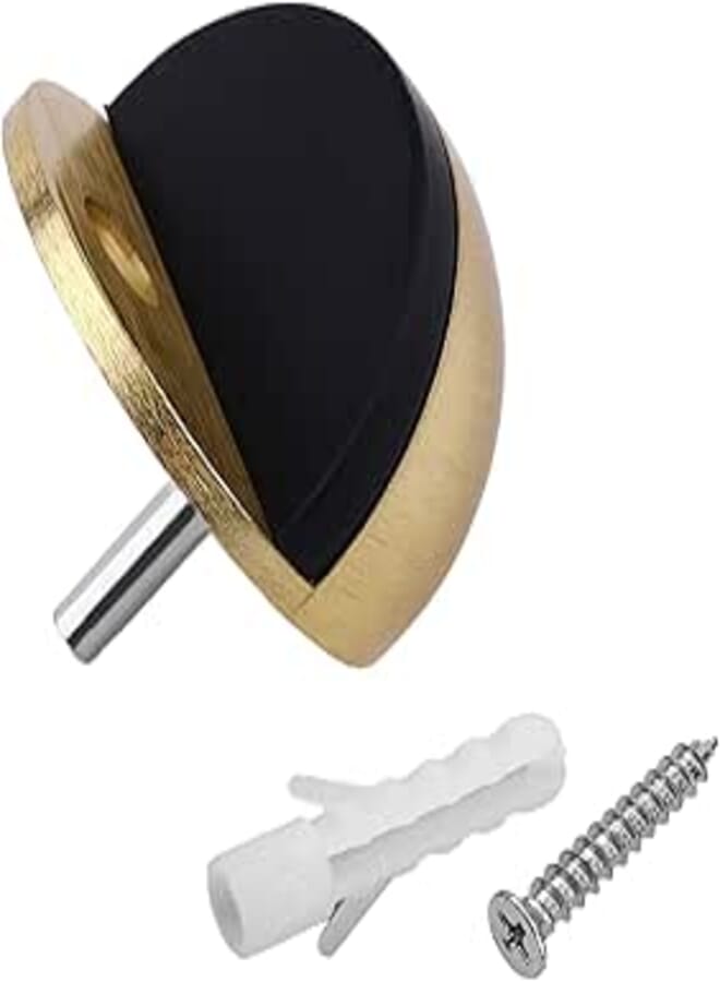 Floor Mount Door Stopper with Rubber Bumper Tip Wall Protector for Bedroom Living Bath Shower Room Office 3Pcs Gold