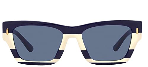 Tory Burch نظارات شمسية مستطيلة للنساء من توري بورش TY7169U، Navy Ivory Vintage Strip، 52mm - Image 2