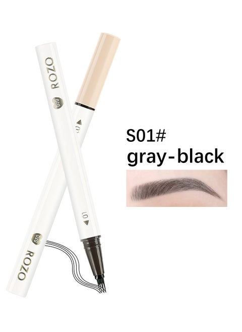 Eyebrow Pencil Liquid, Precise Four Pronged Eyebrow Pencil, Micro-Fork Tip Applicator, Long Lasting Waterproof Eye Brow Pencil for Women, Natural Looking Brows Makeup S01#