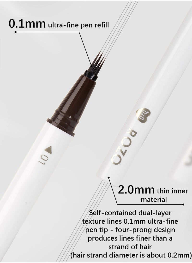 ROZO - Eyebrow Pencil Liquid, Precise Four Pronged Eyebrow Pencil, Micro-Fork Tip Applicator, Long Lasting Waterproof Eye Brow Pencil for Women, Natural Looking Brows Makeup S01# - Image 1