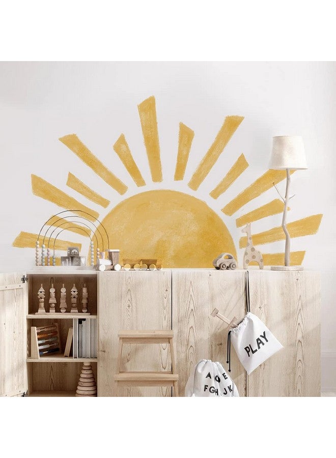 KKTAPOS Half Sun Wall Decal for Kids Room - Sunshine Wall Stickers Vinyl Wall Decals Nursery Wall Decal Removable Peel and Stick Wall Decals for Nursery Kids Playroom Decor (Orange) - Image 1