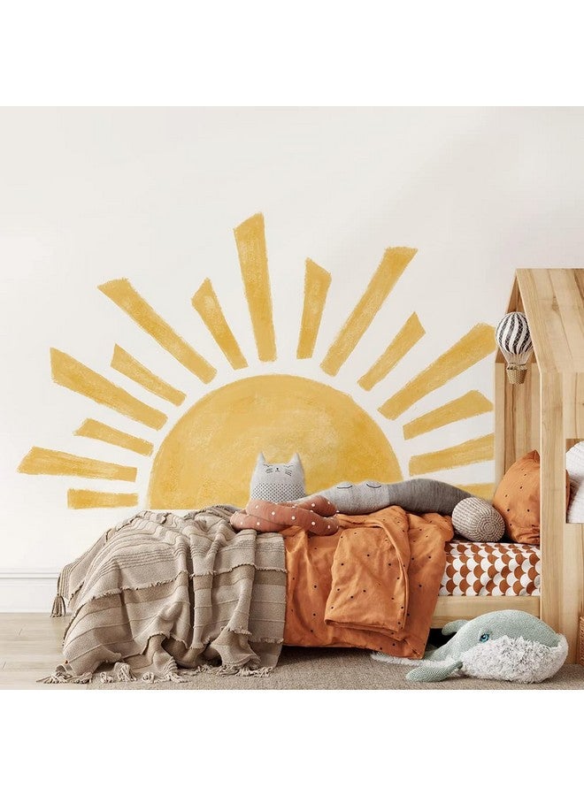 KKTAPOS Half Sun Wall Decal for Kids Room - Sunshine Wall Stickers Vinyl Wall Decals Nursery Wall Decal Removable Peel and Stick Wall Decals for Nursery Kids Playroom Decor (Orange) - Image 2