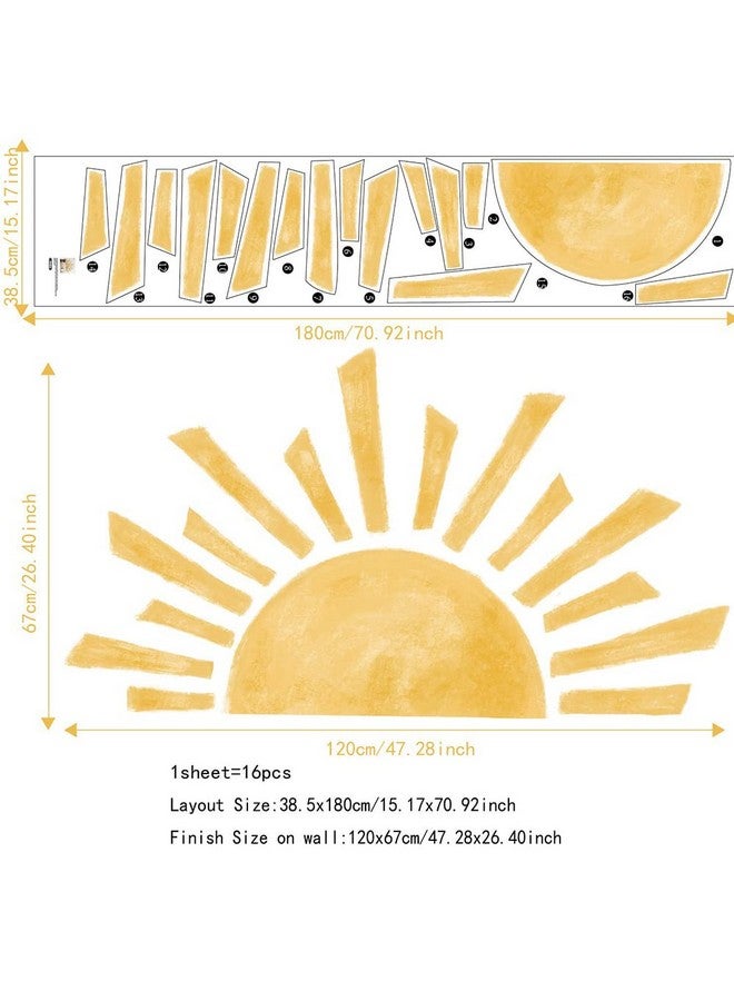KKTAPOS Half Sun Wall Decal for Kids Room - Sunshine Wall Stickers Vinyl Wall Decals Nursery Wall Decal Removable Peel and Stick Wall Decals for Nursery Kids Playroom Decor (Orange) - Image 4