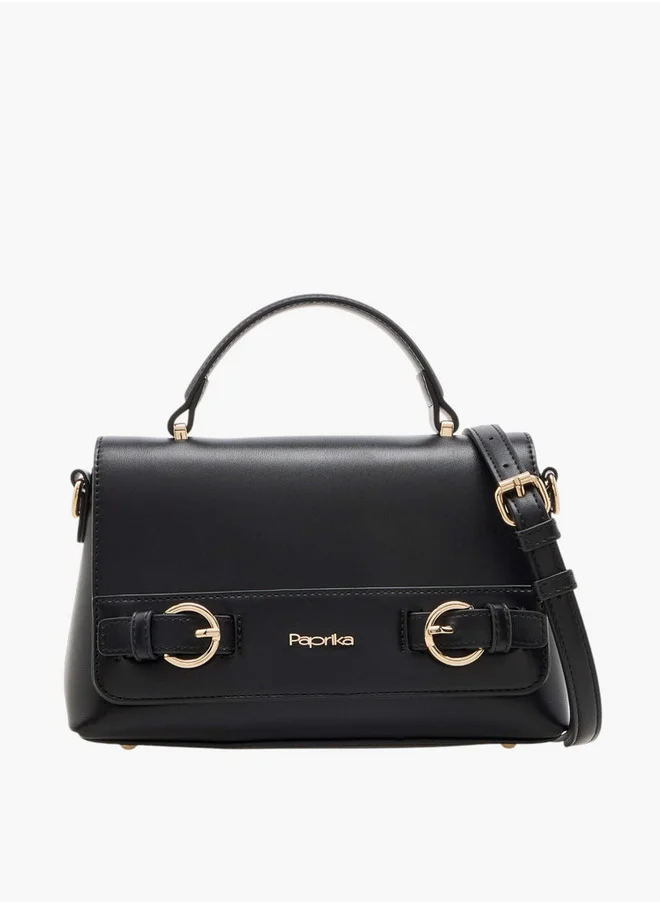 بابريكا Solid Crossbody Bag with Detachable Strap and Flap Closure