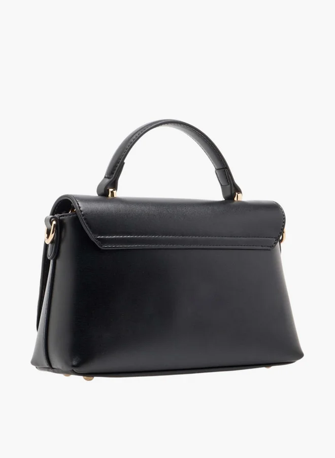 Paprika Solid Crossbody Bag with Detachable Strap and Flap Closure