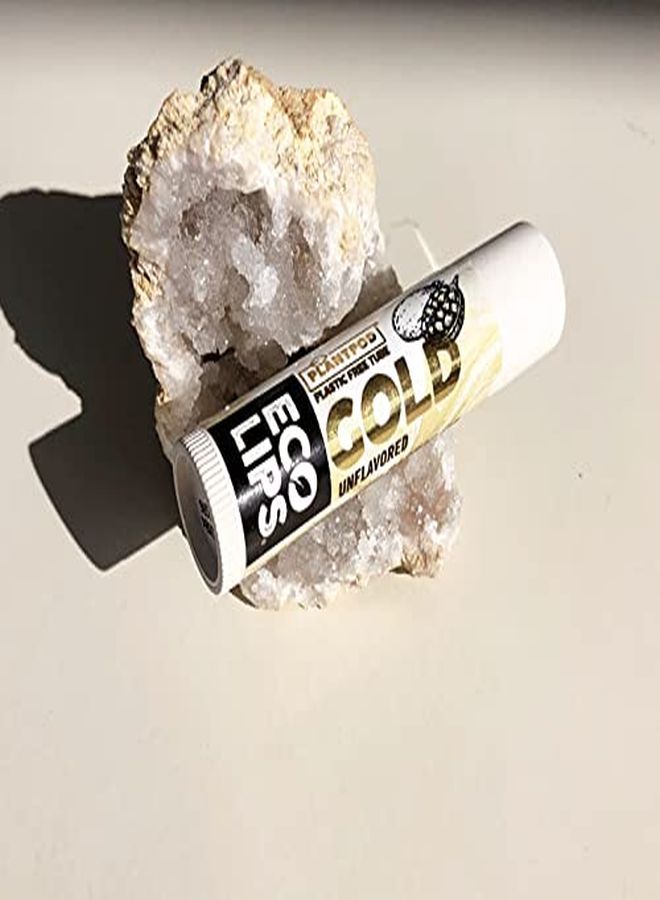 Gold 100% Organic Lip Balm With Baobab Soothe And Moisturize Dry Cracked And Chapped Lips 100% Plasticfree Plant Pod Packaging (6 Tubes)