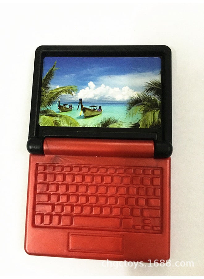 Miniature Office Doll Notebook Computer Accessories Handheld Shrink Food Play Model Toy Foldable 6.1g-Color:Big Red Room Black Cover-Height:Size: 4.3*3.5*0.7cm  - Image 1