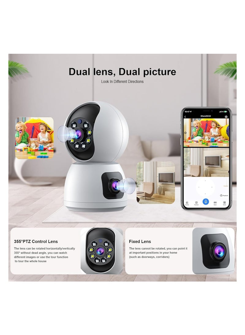 FARROBIZZ - Dual-Lens Indoor Camera, 4MP 360° Dual Lens Smart Security Camera, WiFi Wireless Indoor Security Camera, Expanded Viewing Angle, Motion Tracking, Dual-Screen Display and Audio, Phone Alerts - Image 1