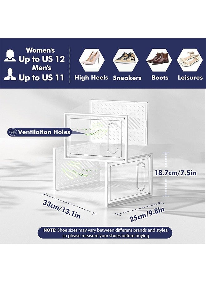Arabest - Large 12 Pack Shoe Storage Box with Magnetic Front Door, Clear Plastic Stackable Shoe Organizer for Closet,Under Bed, Space Saving Foldable Shoe Rack Sneaker Container Bin Holder - Image 1