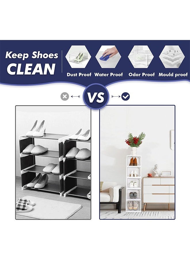 Arabest - Large 12 Pack Shoe Storage Box with Magnetic Front Door, Clear Plastic Stackable Shoe Organizer for Closet,Under Bed, Space Saving Foldable Shoe Rack Sneaker Container Bin Holder - Image 1