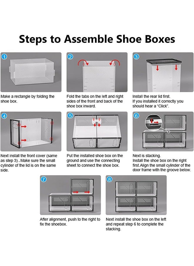 Arabest - Large 12 Pack Shoe Storage Box with Magnetic Front Door, Clear Plastic Stackable Shoe Organizer for Closet,Under Bed, Space Saving Foldable Shoe Rack Sneaker Container Bin Holder - Image 1