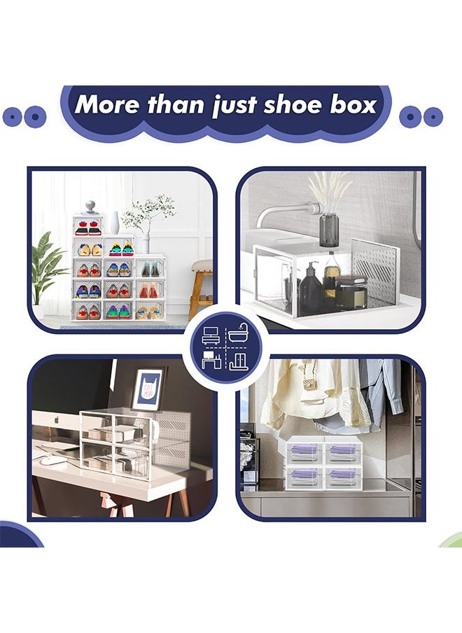 Arabest - Large 12 Pack Shoe Storage Box with Magnetic Front Door, Clear Plastic Stackable Shoe Organizer for Closet,Under Bed, Space Saving Foldable Shoe Rack Sneaker Container Bin Holder - Image 1