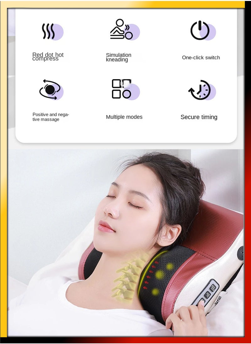 Toshonics - Shiatsu Neck And Shoulder Massage Electric Pillow Massager Machine Back Cervical Relaxation Cushion 8 Heads Warm Heating Kneading Deep Tissue Therapy Body Spine Calf Thigh Leg Foot Muscle Pain Relief - Image 1