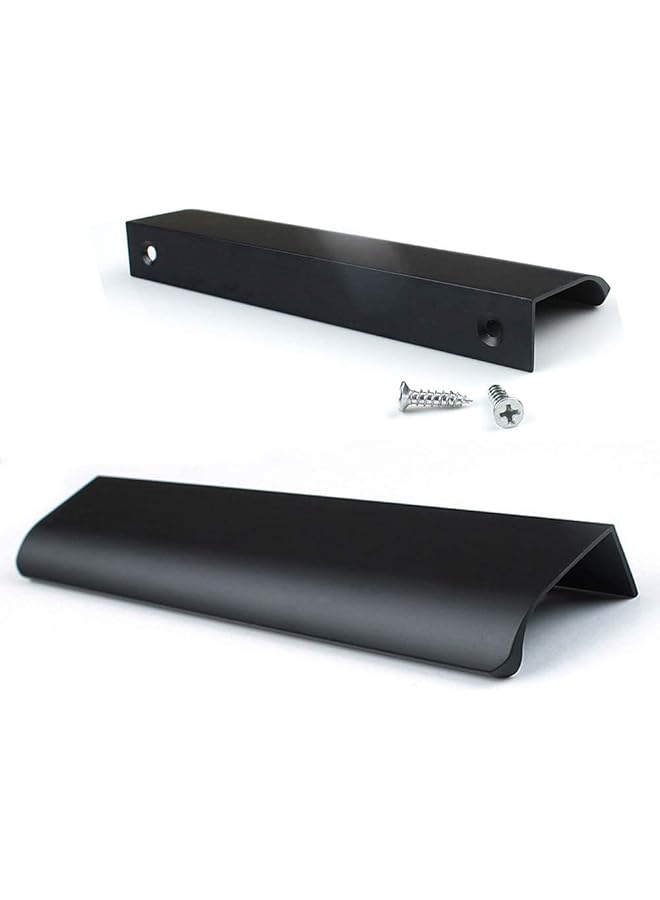 PROMASS 10 Pack Modern Style Finger Edge Pull Furniture DrawerHandles Hidden Cabinet Kitchen Drawer Handles Knobs,Black 150mm - Image 1