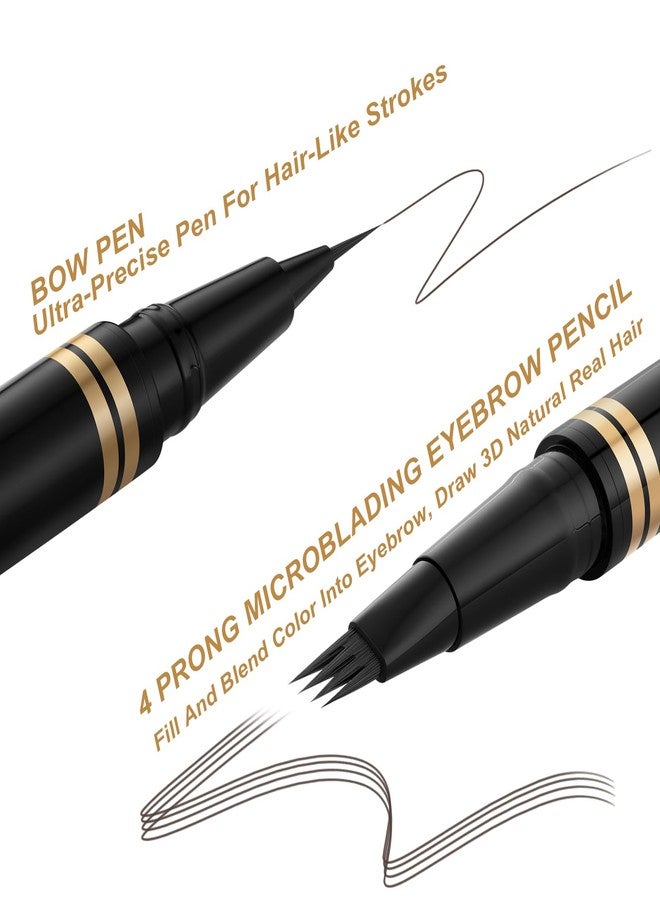 LAVONE Eyebrow Pen Makeup Kit With 4 Tip Waterproof Microblading Pencil, Eyeliner, Pomade and Dual-ended Brush - Natural Looking Brow Kit for Brunette - Image 3