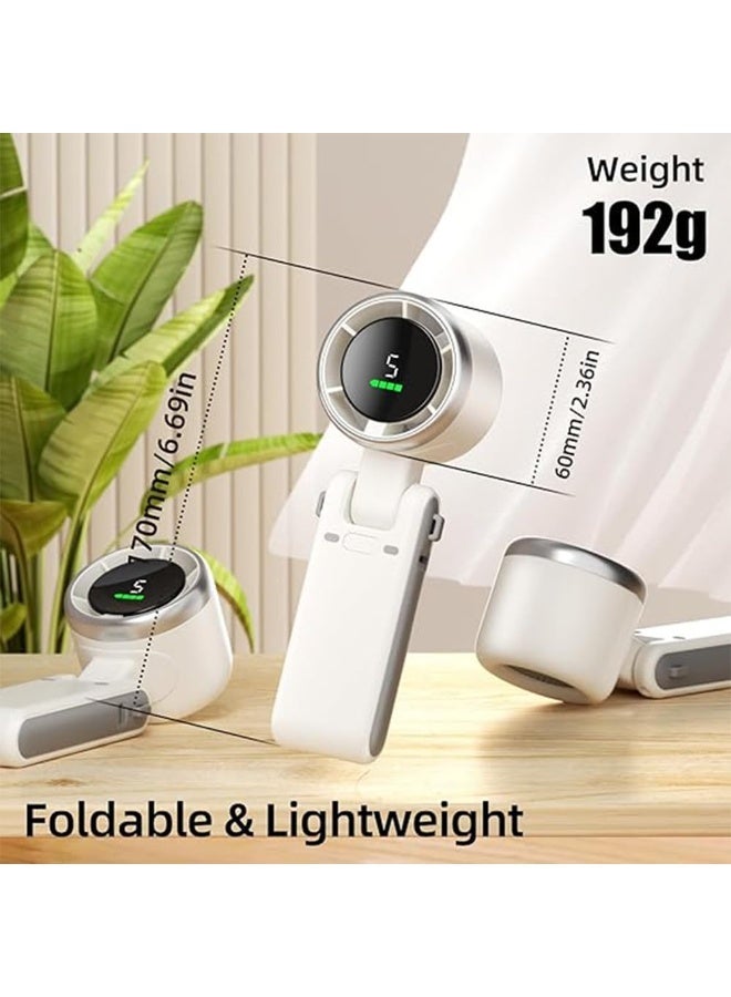 Mini Rechargeable Fan with 5-Speed Settings  Portable USB Bladeless Fan for Outdoor & Personal Cooling (White) - Image 4
