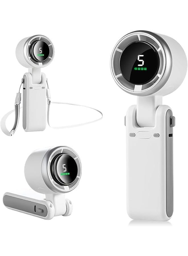 Mini Rechargeable Fan with 5-Speed Settings  Portable USB Bladeless Fan for Outdoor & Personal Cooling (White) - Image 1