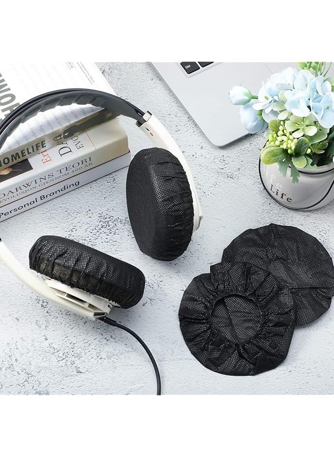 X spring Black Non Woven Disposable Headphone Covers 100 Pcs Stretchable Fits Most On Ear Headphones Earcup Protectors For Gym Gaming  - Image 5