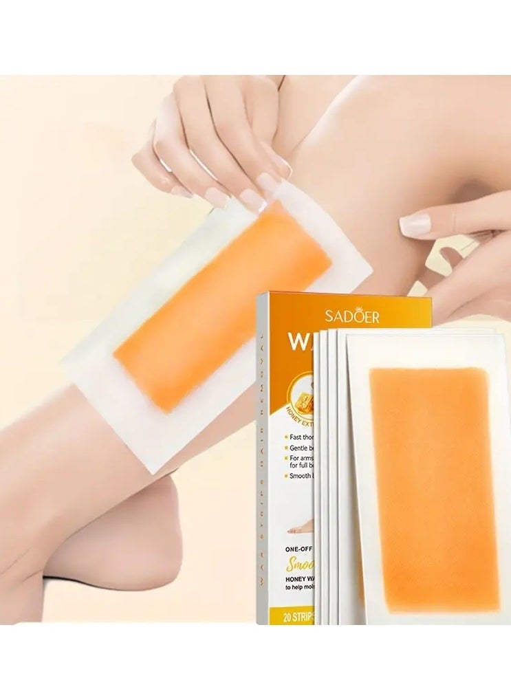 20 Strips Honey Mild Hair Removal Wax Strips - Fast and Gentle Hair Remover for Sensitive Skin on Legs and Hands - Convenient and Effective Body Hair Removal with Gentle Wax Paper - pzsku/ZAC780ABB887C9022D8E2Z/45/_/1727161810/191f5a04-1524-4beb-8c85-f584710d4e47