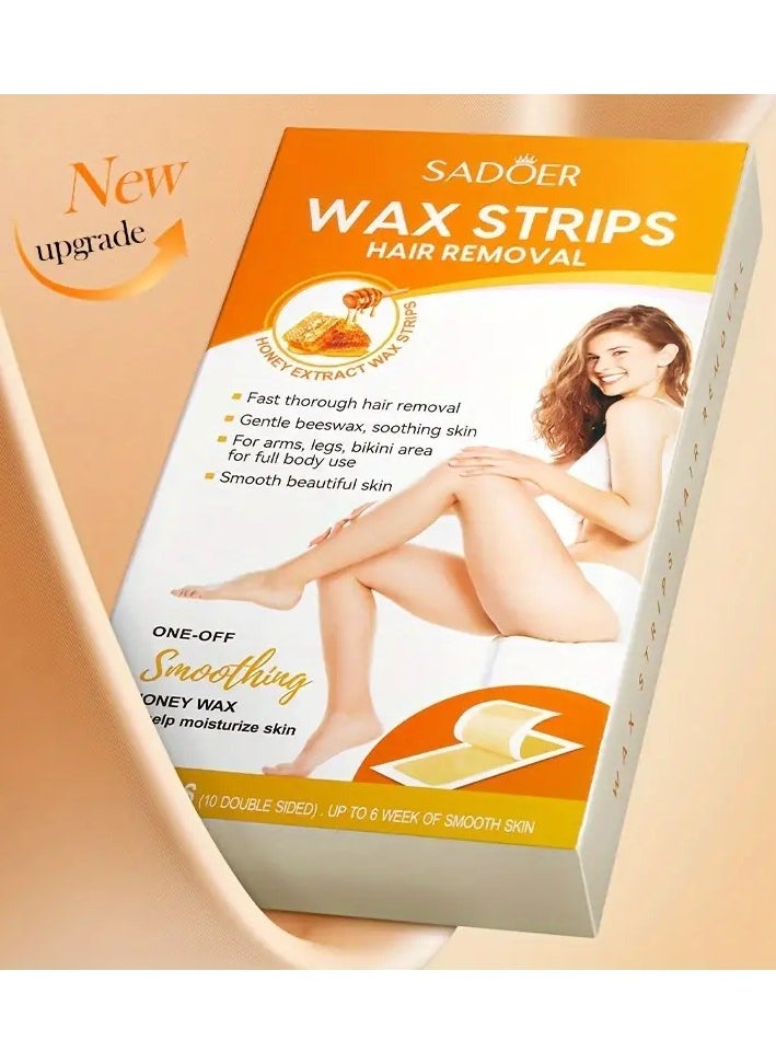 20 Strips Honey Mild Hair Removal Wax Strips - Fast and Gentle Hair Remover for Sensitive Skin on Legs and Hands - Convenient and Effective Body Hair Removal with Gentle Wax Paper - pzsku/ZAC780ABB887C9022D8E2Z/45/_/1727161828/b1b09f29-6c30-42a0-8d6f-48ac0c72fa10