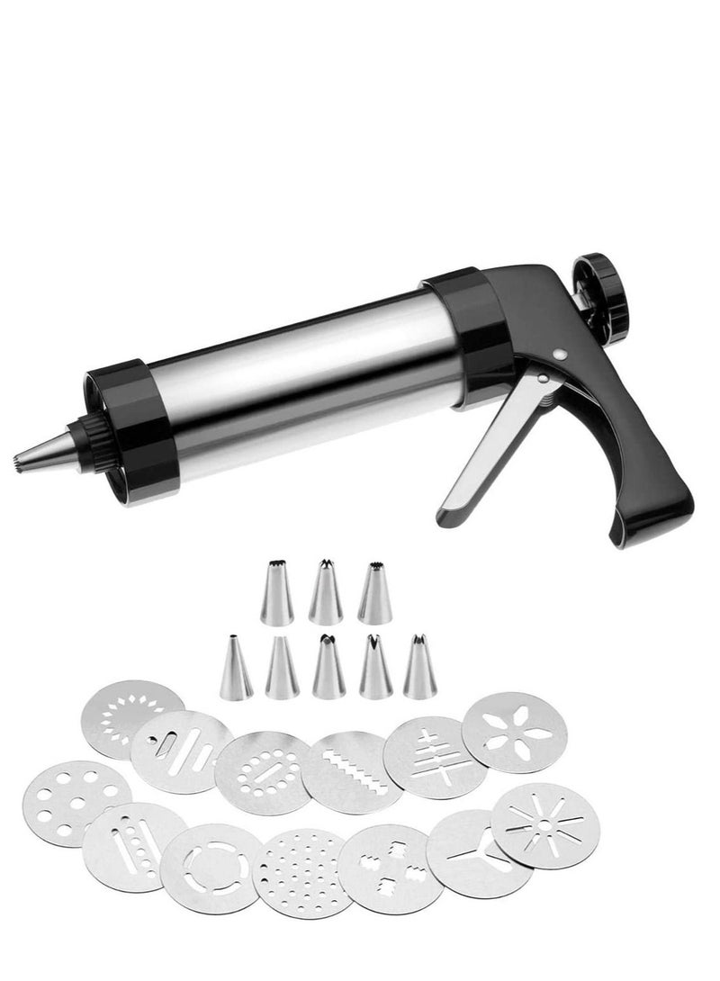 Cake Rocket Set with Stainless Steel Discs Best Cookie Maker Set Includes 13 Cookie Disc Shapes 8 Decorating Nozzles  - Image 1