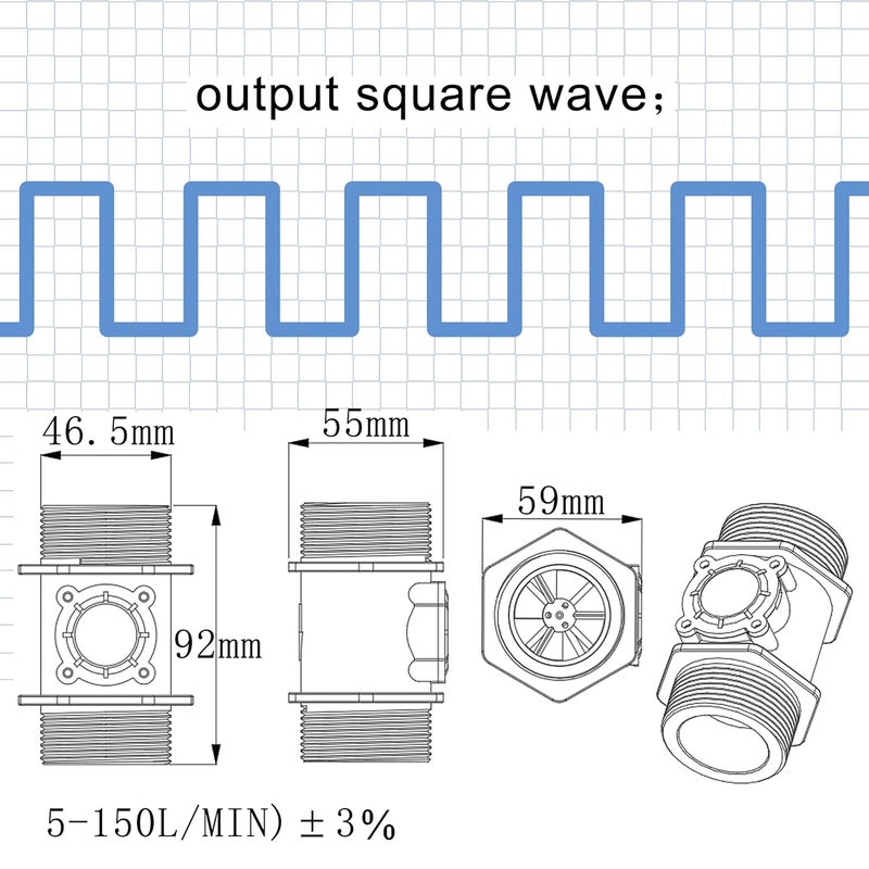 DIGITEN مستشعر تدفق الماء G1-1/2" 1.5" مفتاح عداد التحكم في التدفق 10-150 لتر/دقيقة - Image 4