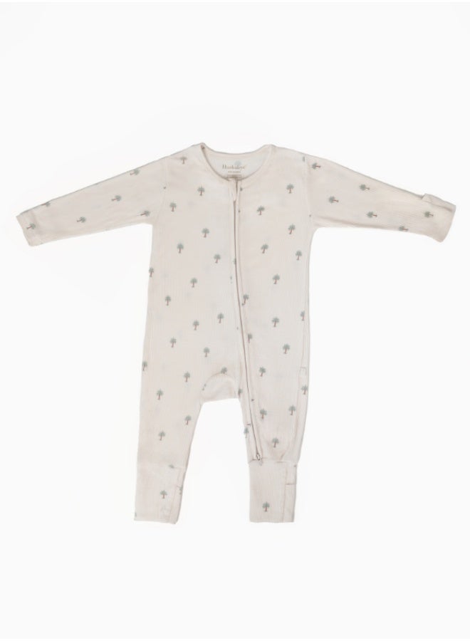 Hushabye – Zippered Baby Sleepsuit – Ribbed Bamboo – Date Palm - Image 2
