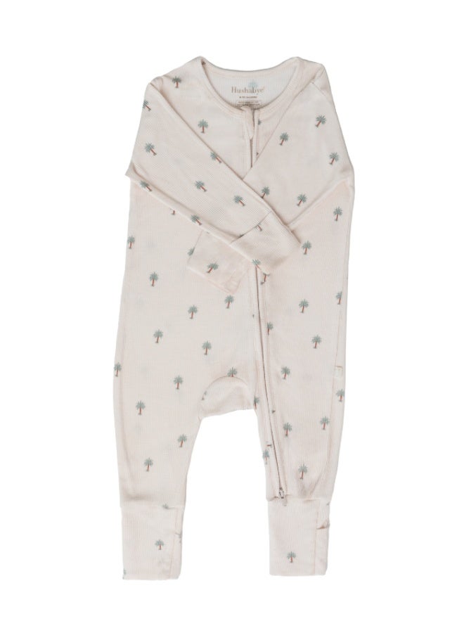 Hushabye – Zippered Baby Sleepsuit – Ribbed Bamboo – Date Palm - Image 4