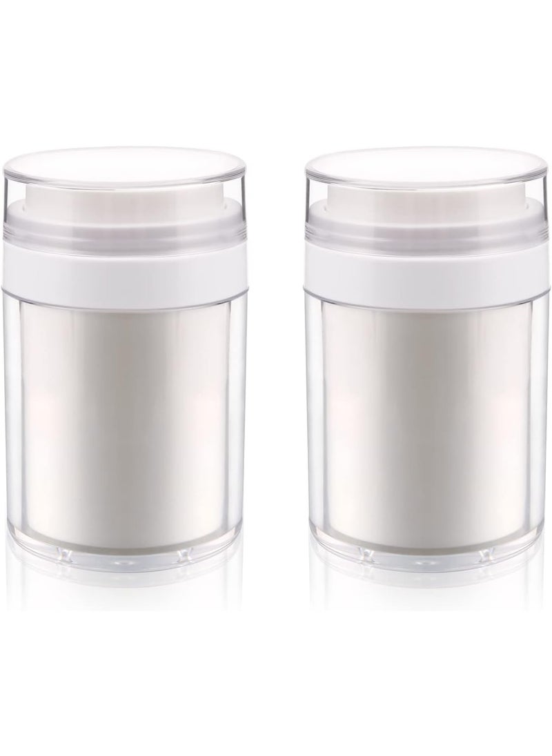 USRommaner - 2 Pack 3.34 oz Airless Pump Jar,Empty Acrylic Vacuum Jar with Press Pump,Portable Travel Face Cream Lotion Container Pot for Makeup,Essence,Moisturizer,Eye Cream,Gel-Big,White - Image 1