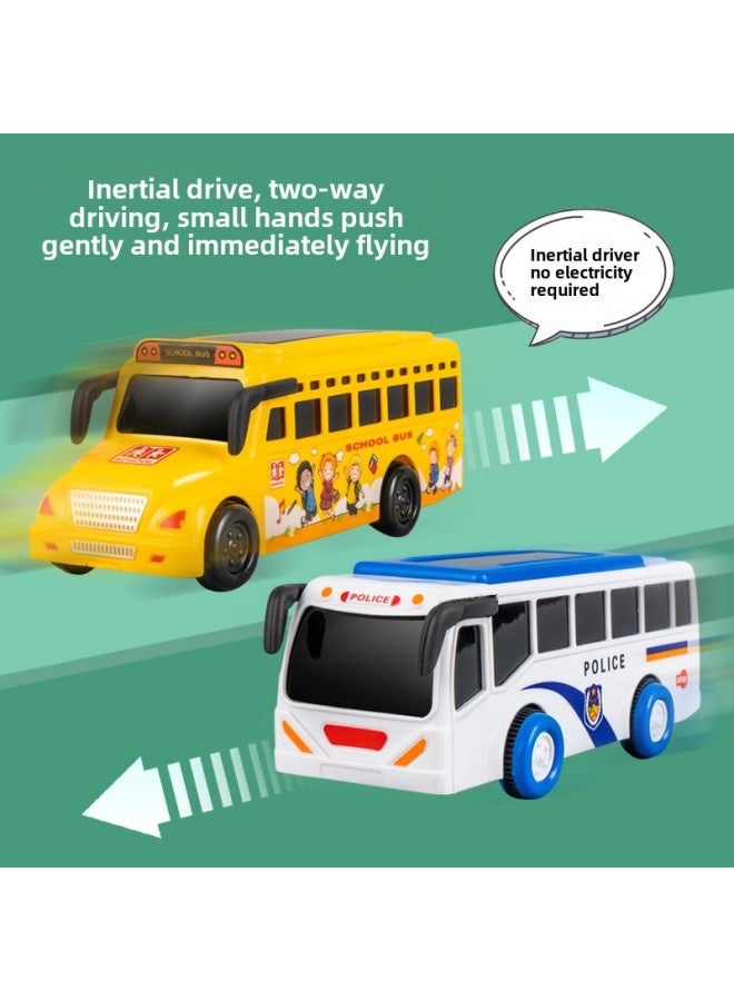 Children's Yellow School Bus Bus Toy Car Inertia Sound And Light Simulation Bus Boy Police Car Bus Model-Color:312  Inertial Music Lighting Vehicle - Image 3