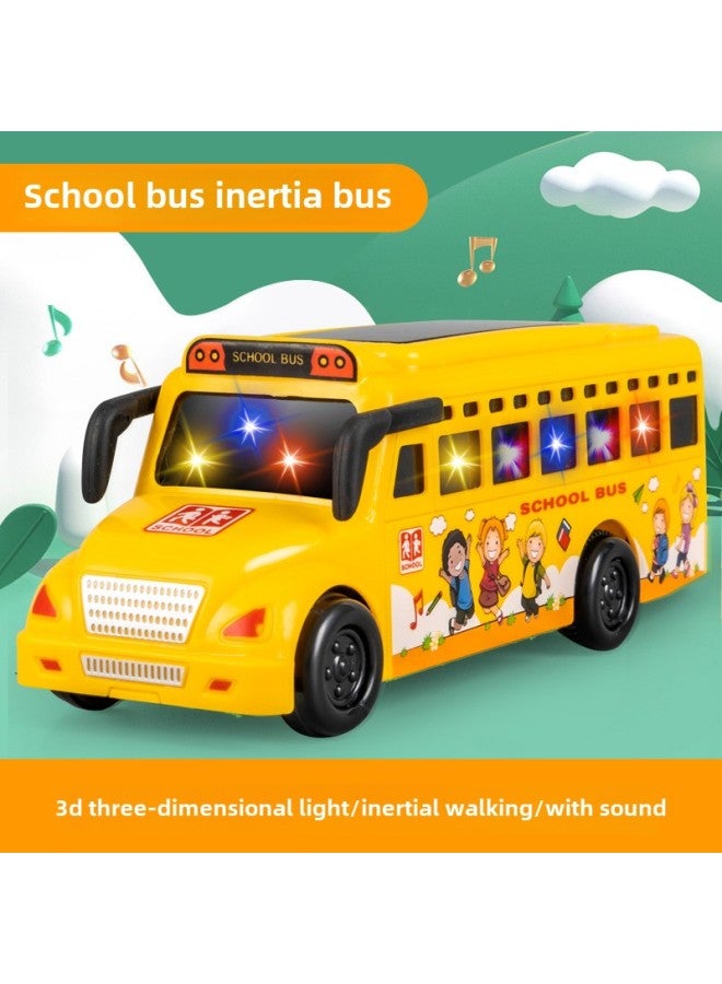 Children's Yellow School Bus Bus Toy Car Inertia Sound And Light Simulation Bus Boy Police Car Bus Model-Color:312  Inertial Music Lighting Vehicle - Image 1