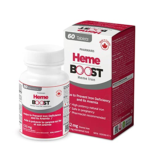 Hemeboost 116mg 232mg Heme Iron I 60 Tablets I High Potency Natural Iron Supplement I High Absorption Gentle on Stomach I Iron Pills for Adults Safe for Use in Pregnancy