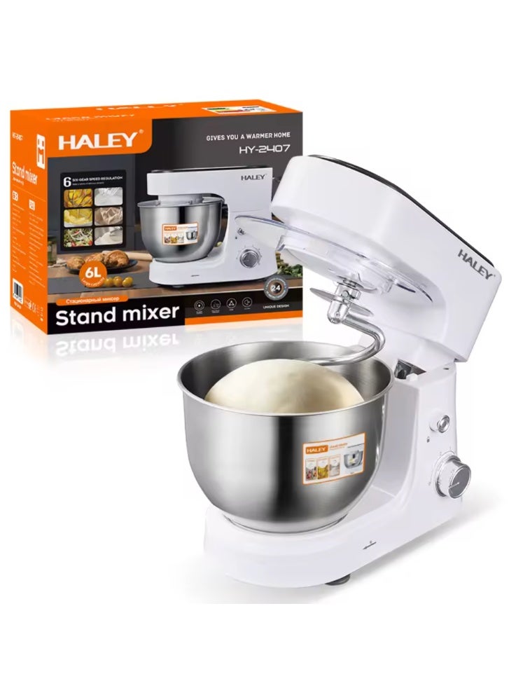 Haley 1200W Multi-function 6L Stainless Steel Bowl Bread and Noodle Machine Mixer Food  Stand Mixer - Image 1