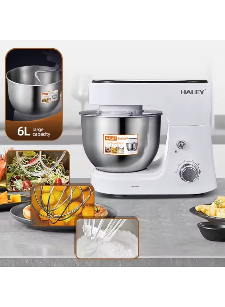 Haley 1200W Multi-function 6L Stainless Steel Bowl Bread and Noodle Machine Mixer Food  Stand Mixer - Image 2