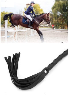 SYOSI Set of Riding Crop and Horse Whip Leather Horse Whip Riding Crop English Whip with Genuine Leather Horse Black  - Image 2