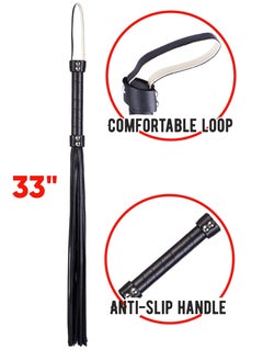 SYOSI Set of Riding Crop and Horse Whip Leather Horse Whip Riding Crop English Whip with Genuine Leather Horse Black  - Image 4