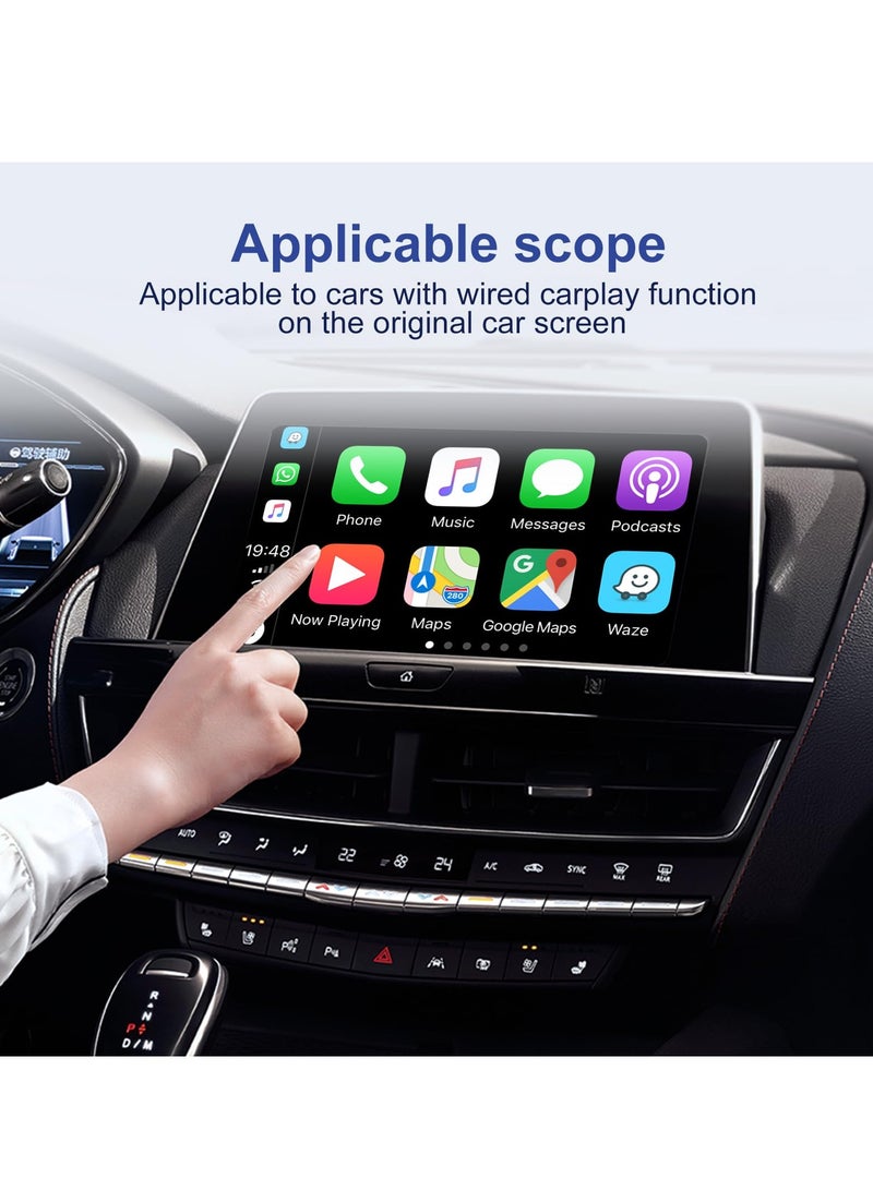 SOLARAE محول وايرلس CarPlay لهاتف iPhone، ترقية 2024 لجهاز Apple CarPlay Dongle للسيارات الأصلية ذات الاتصال السلكي، تحويل الاتصال السلكي إلى CarPlay وايرلس، للسيارات من iPhone iOS 10+ - Image 3
