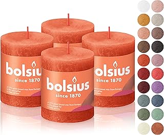 BOLSIUS 4 Pack Orange Rustic Pillar Candles - 2.75 X 3.25 Inches - Premium European Quality - Natural Eco-Friendly - Image 1