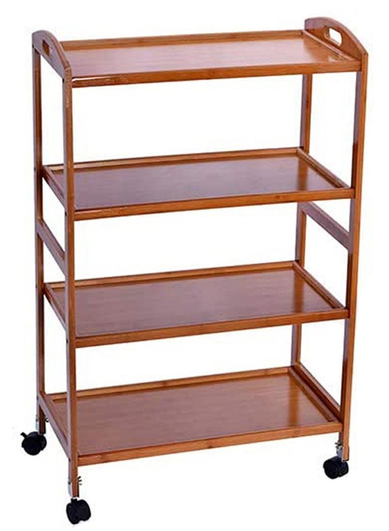 LINGWEI Food Serving Trolly Bamboo Cart 60x81x33cm - Image 4