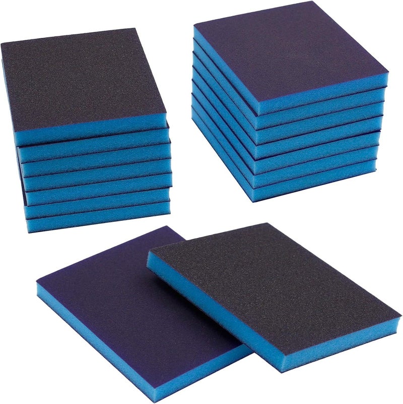 BokWin 16Pcs Sanding Sponge 100 Grit/ 220 Grit Sanding Blocks, Washable and Reusable Sand Sponge Kit (Medium Grade, Superfine Grade，8Pcs 240-320 Grade, 8Pcs 800-1000 Grade) - Image 1
