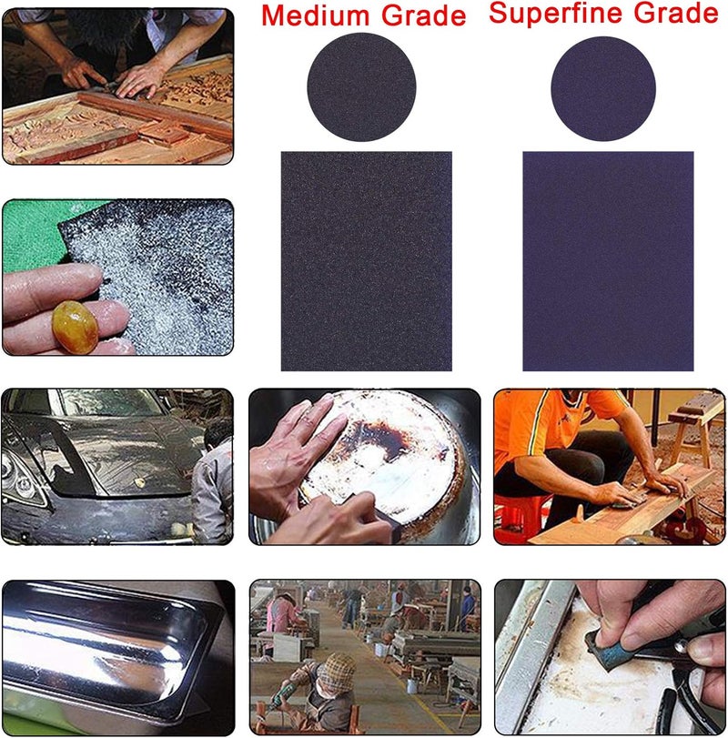 BokWin 16Pcs Sanding Sponge 100 Grit/ 220 Grit Sanding Blocks, Washable and Reusable Sand Sponge Kit (Medium Grade, Superfine Grade，8Pcs 240-320 Grade, 8Pcs 800-1000 Grade) - Image 4