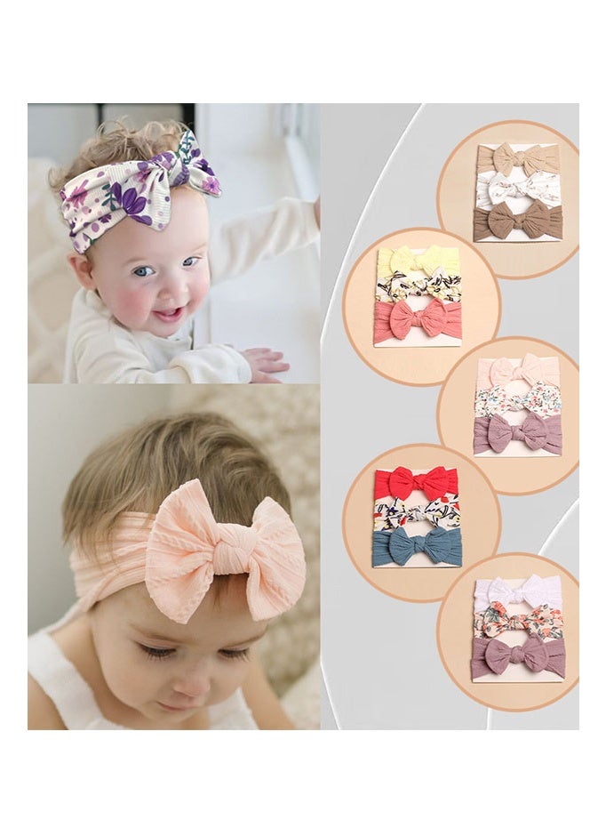 Knitted Big Bow Baby Hair Bands, Comfortable Stretch Headwraps for Toddler Girls Photo Props - Image 5
