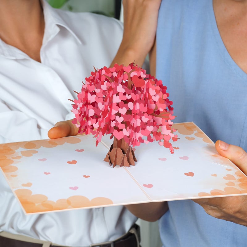 Paper Love 3D Heart Tree Pop Up Valentine's Day Card, For Valentines Day, Birthday, Anniversary, Wedding, All Occasions - 5" x 7" Cover - Includes Envelope and Note Tag - Image 4