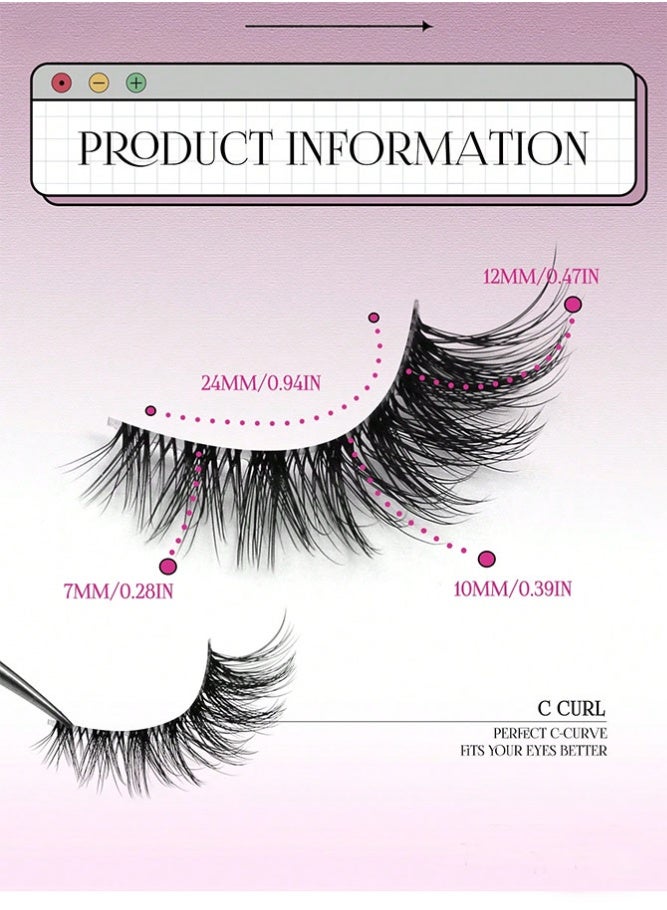 MARYA 3D Half Eyelashes, 10 Pairs Transparent Clear Band Wispy Lashes, Short Natural Soft Synthetic Fiber Cluster Lashes, Invisible Band for Daily Makeup - Image 3