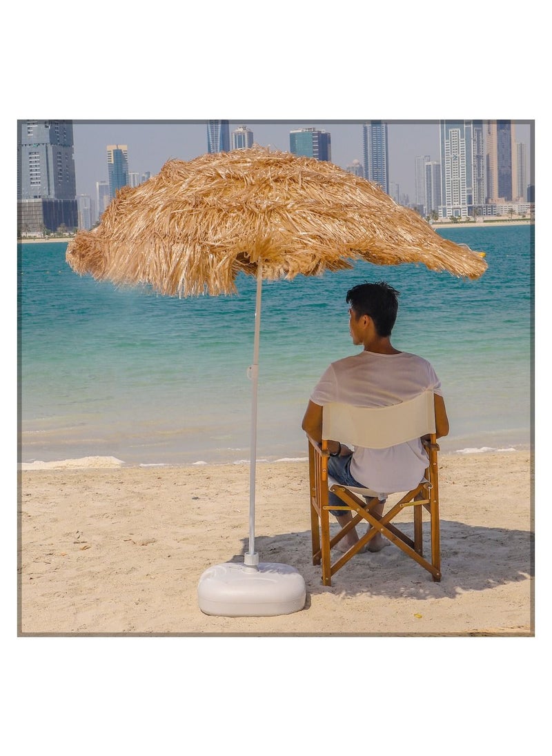 Hawaiian Style Tiki Umbrella With 8 Sturdy Ribs and Steel Poles UV Protection Without Base