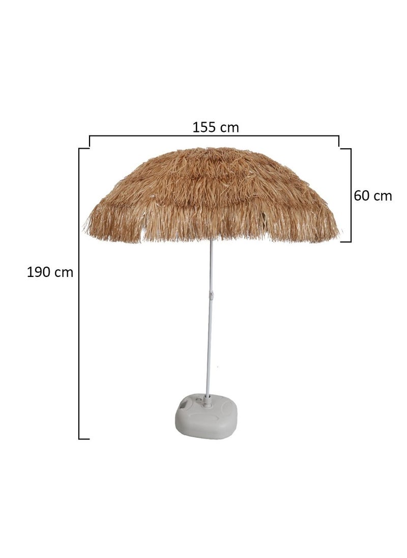 Hawaiian Style Tiki Umbrella With 8 Sturdy Ribs and Steel Poles UV Protection Without Base