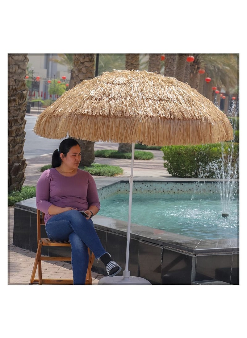 Hawaiian Style Tiki Umbrella With 8 Sturdy Ribs and Steel Poles UV Protection Without Base
