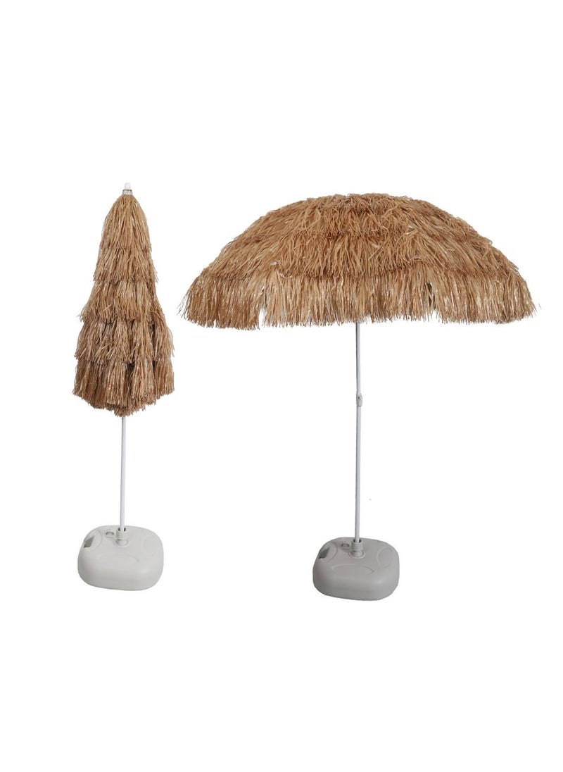 Hawaiian Style Tiki Umbrella With 8 Sturdy Ribs and Steel Poles UV Protection Without Base